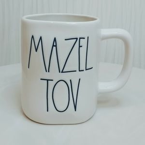 Rae Dunn Mazel Tov Mug - blue letters